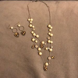 Betsy Johnson. Leopard necklace and earring set.